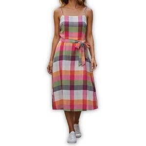 Kate Spade Target Midi Dress Madras Plaid Belted Preppy Heritage XXL